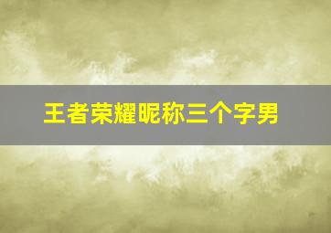 王者荣耀昵称三个字男