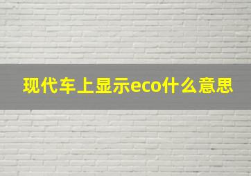 现代车上显示eco什么意思