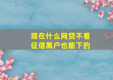 现在什么网贷不看征信黑户也能下的