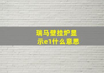 瑞马壁挂炉显示e1什么意思