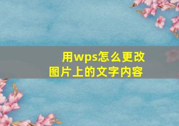 用wps怎么更改图片上的文字内容