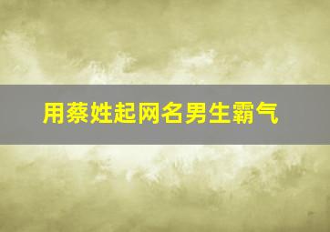 用蔡姓起网名男生霸气