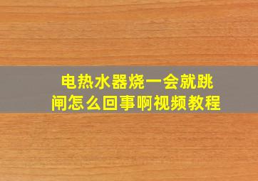 电热水器烧一会就跳闸怎么回事啊视频教程