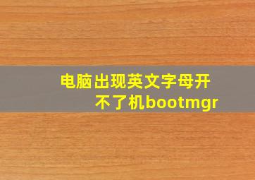 电脑出现英文字母开不了机bootmgr