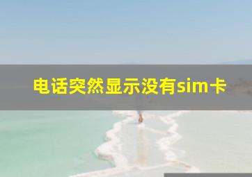 电话突然显示没有sim卡