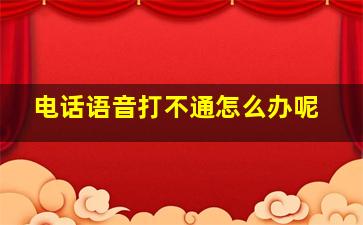 电话语音打不通怎么办呢