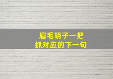 眉毛胡子一把抓对应的下一句