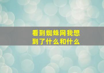 看到蜘蛛网我想到了什么和什么