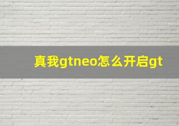 真我gtneo怎么开启gt