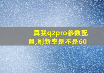 真我q2pro参数配置,刷新率是不是60