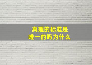 真理的标准是唯一的吗为什么