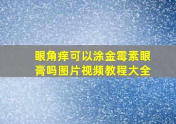 眼角痒可以涂金霉素眼膏吗图片视频教程大全