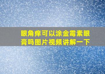 眼角痒可以涂金霉素眼膏吗图片视频讲解一下