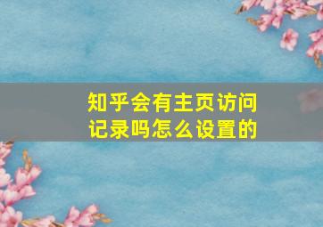 知乎会有主页访问记录吗怎么设置的