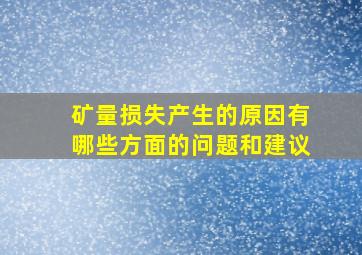 矿量损失产生的原因有哪些方面的问题和建议