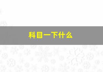 科目一下什么