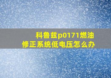 科鲁兹p0171燃油修正系统低电压怎么办