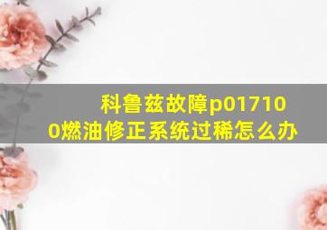 科鲁兹故障p017100燃油修正系统过稀怎么办