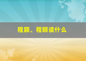 程颢、程颐读什么