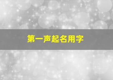 第一声起名用字