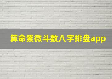 算命紫微斗数八字排盘app