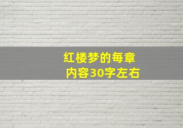 红楼梦的每章内容30字左右