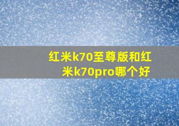 红米k70至尊版和红米k70pro哪个好