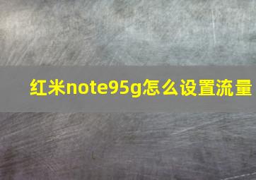 红米note95g怎么设置流量