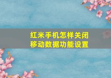 红米手机怎样关闭移动数据功能设置