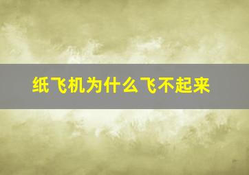 纸飞机为什么飞不起来