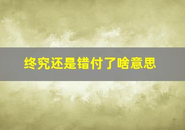 终究还是错付了啥意思