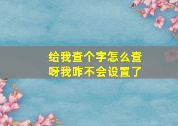 给我查个字怎么查呀我咋不会设置了