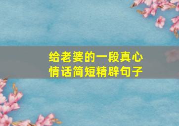 给老婆的一段真心情话简短精辟句子