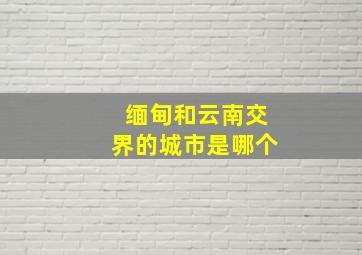 缅甸和云南交界的城市是哪个