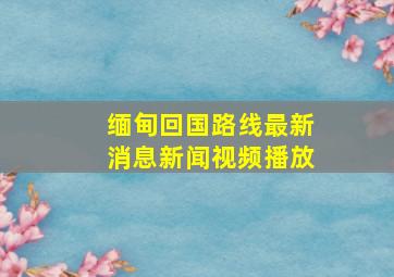 缅甸回国路线最新消息新闻视频播放