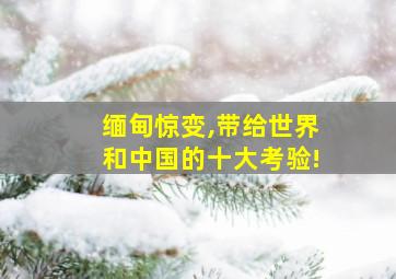 缅甸惊变,带给世界和中国的十大考验!