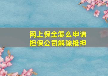 网上保全怎么申请担保公司解除抵押