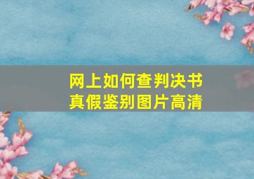 网上如何查判决书真假鉴别图片高清