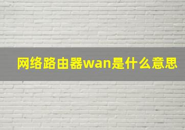 网络路由器wan是什么意思