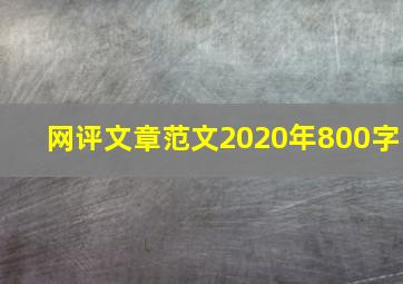 网评文章范文2020年800字