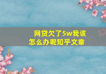 网贷欠了5w我该怎么办呢知乎文章