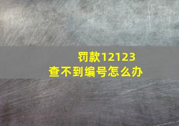 罚款12123查不到编号怎么办