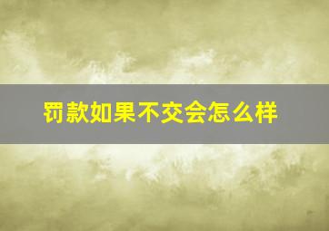 罚款如果不交会怎么样