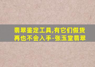 翡翠鉴定工具,有它们假货再也不会入手-张玉堂翡翠