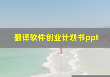 翻译软件创业计划书ppt