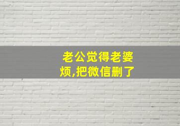 老公觉得老婆烦,把微信删了