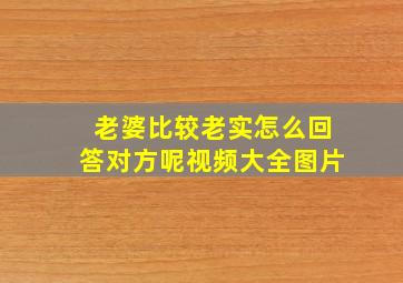 老婆比较老实怎么回答对方呢视频大全图片