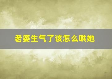 老婆生气了该怎么哄她