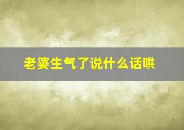 老婆生气了说什么话哄