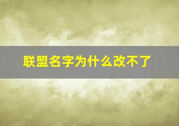 联盟名字为什么改不了